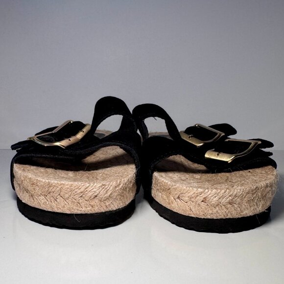 Haute Hippie Size 8.5 Nikki Suede Sandals with Double Strap, Woven Slide - Picture 4 of 11